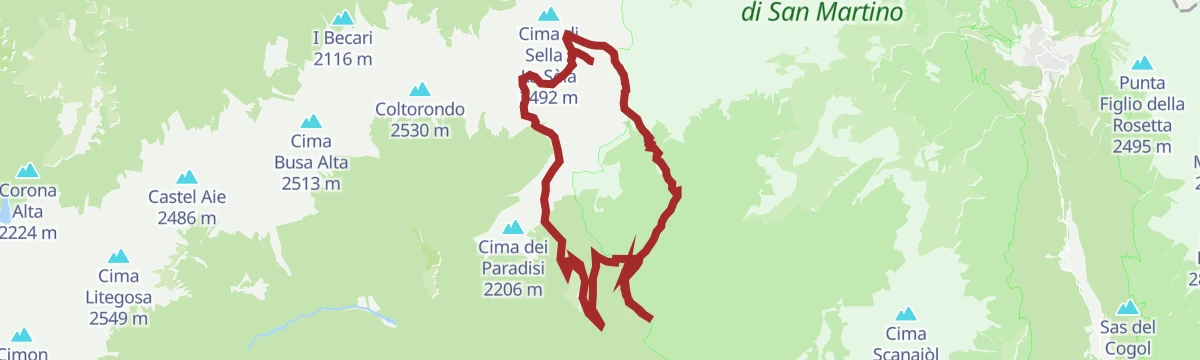 Route map: Cima di Cece from Caoria